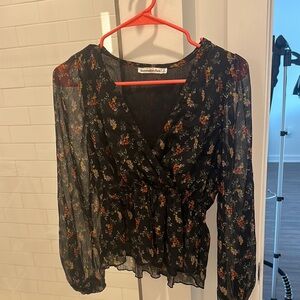 Abercrombie & Fitch Black Wrap Blouse with Fitted Style
